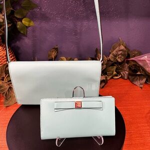 NWOT Kate Spade Turquoise Crossbody  & Wallet